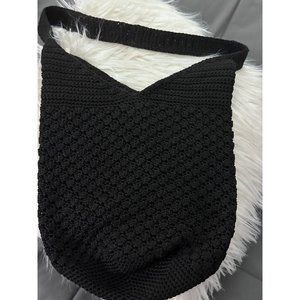 The Sak Crochet  HOBO Purse Classic Bucket Shoulder Bag Original Handle Black